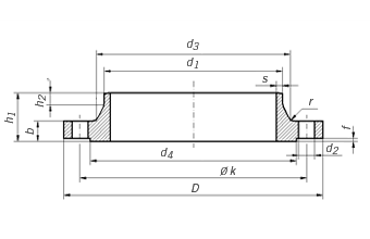 DIN 2632 PN10 FLANGE WELD NECK RF