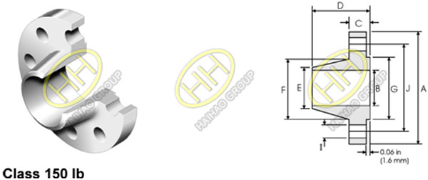 ANSI/ASME B16.5 class 150 weld neck flange