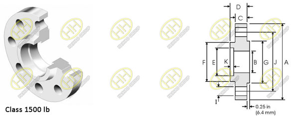 ANSI/ ASME B16.5 class 1500 socket weld flange