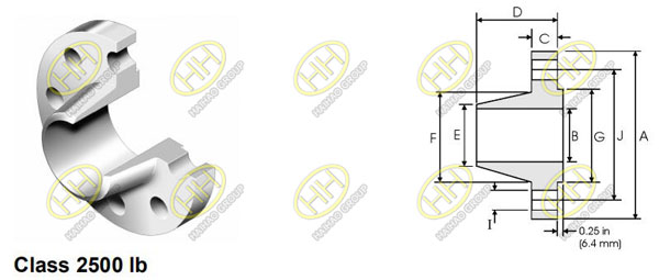 ANSI/ASME B16.5 class 2500 weld neck flange