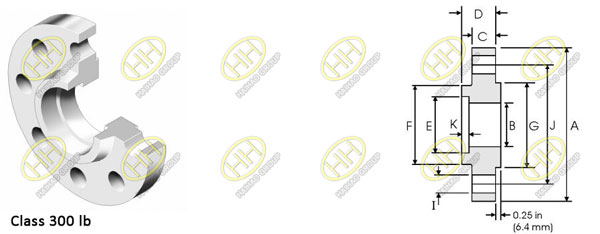 ANSI /ASME B16.5 class 300 socket weld flange